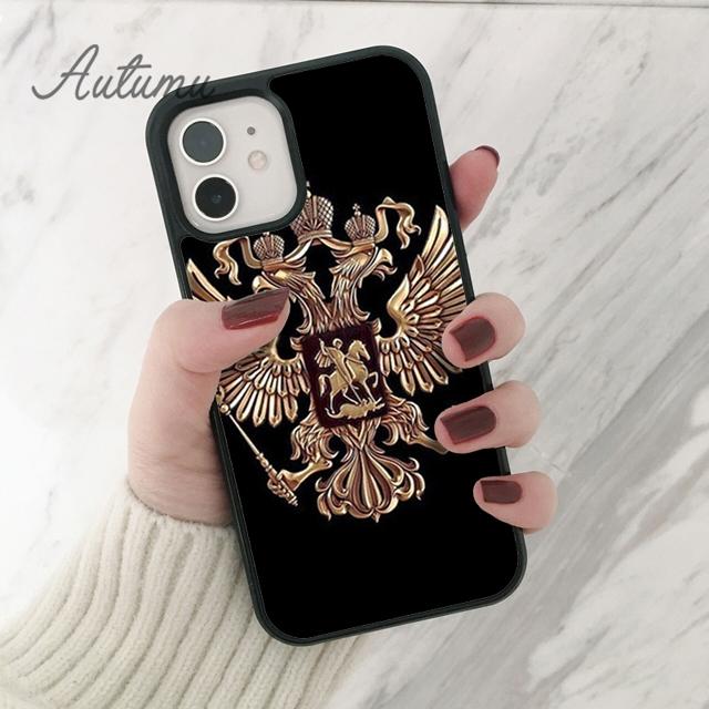 Russia Coat Of Arms Double Headed Eagle Phone Case for iPhone 11 12 13 14 Pro Max Mini XR XS SE 2020 6S 7 8 Plus Galaxy S21 S22