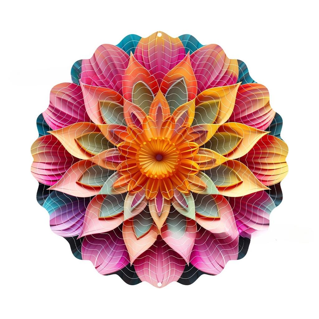 Mandala Wind Spinners for Yard and Garden 3D Steel Hanging Spinner for Outdoor Indoor 360 Degree Swivel Spinner