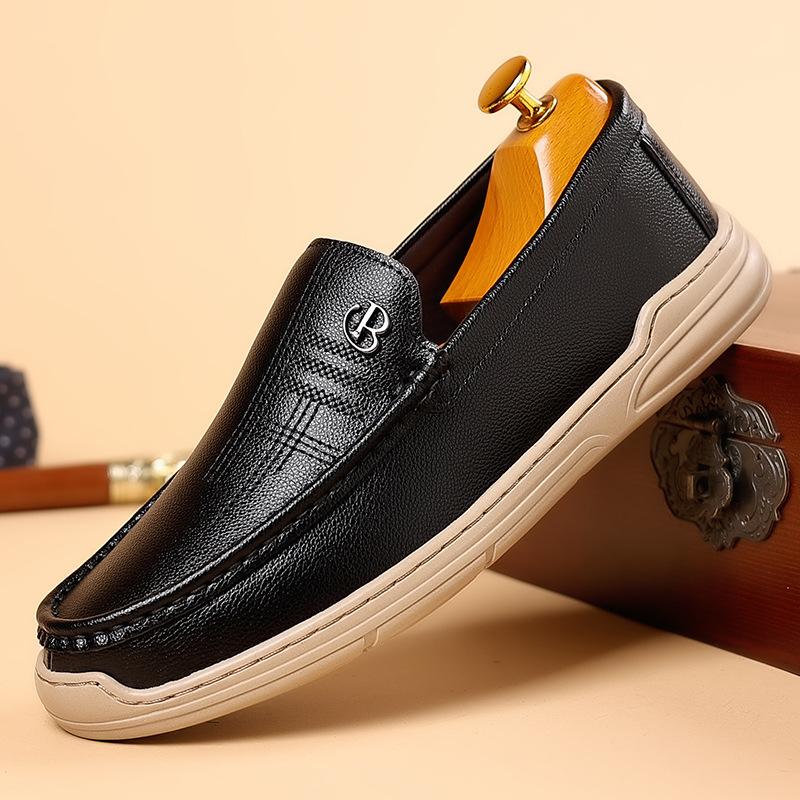 

2024 осень новые мужские повседневные кожаные туфли мужские ручная работа онлайн мягкая подошва мягкая поверхность чехол для ног обувь Doudou 2338 44 чёрный