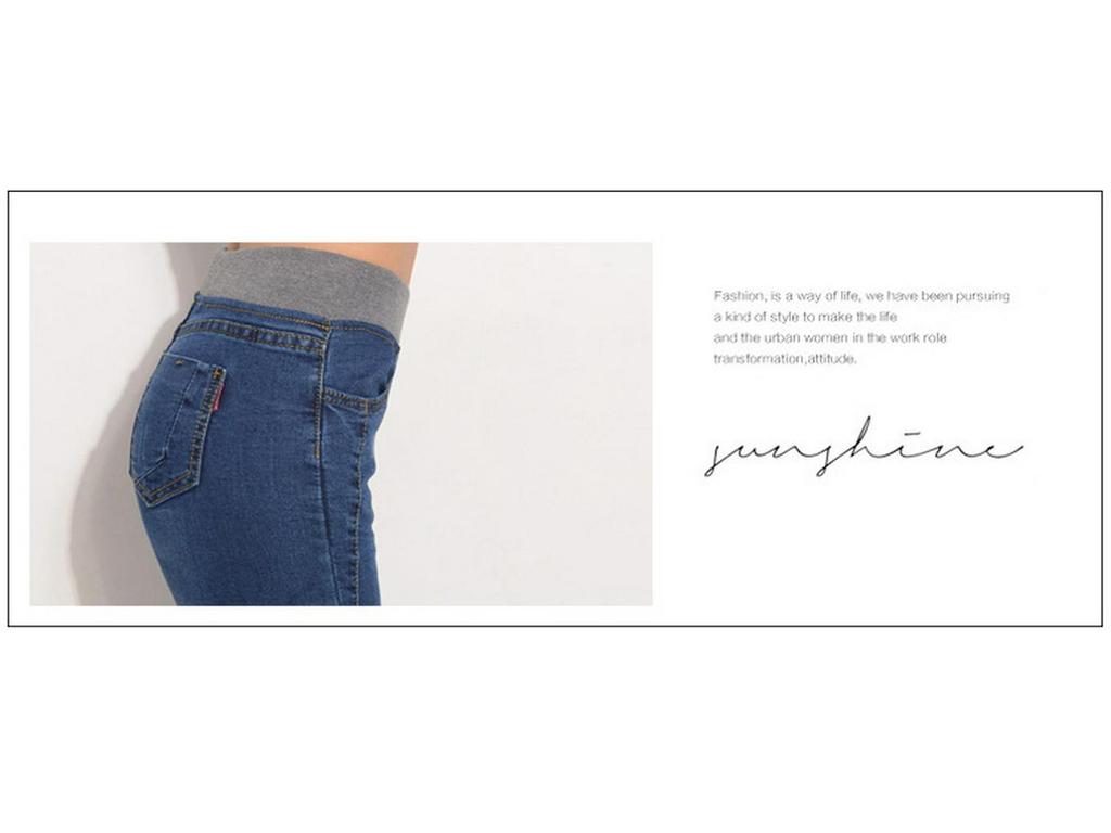 Damenjeans im koreanischen Stil, mittelhoch geschnitten, elastisch, schmal geschnitten, Skinny