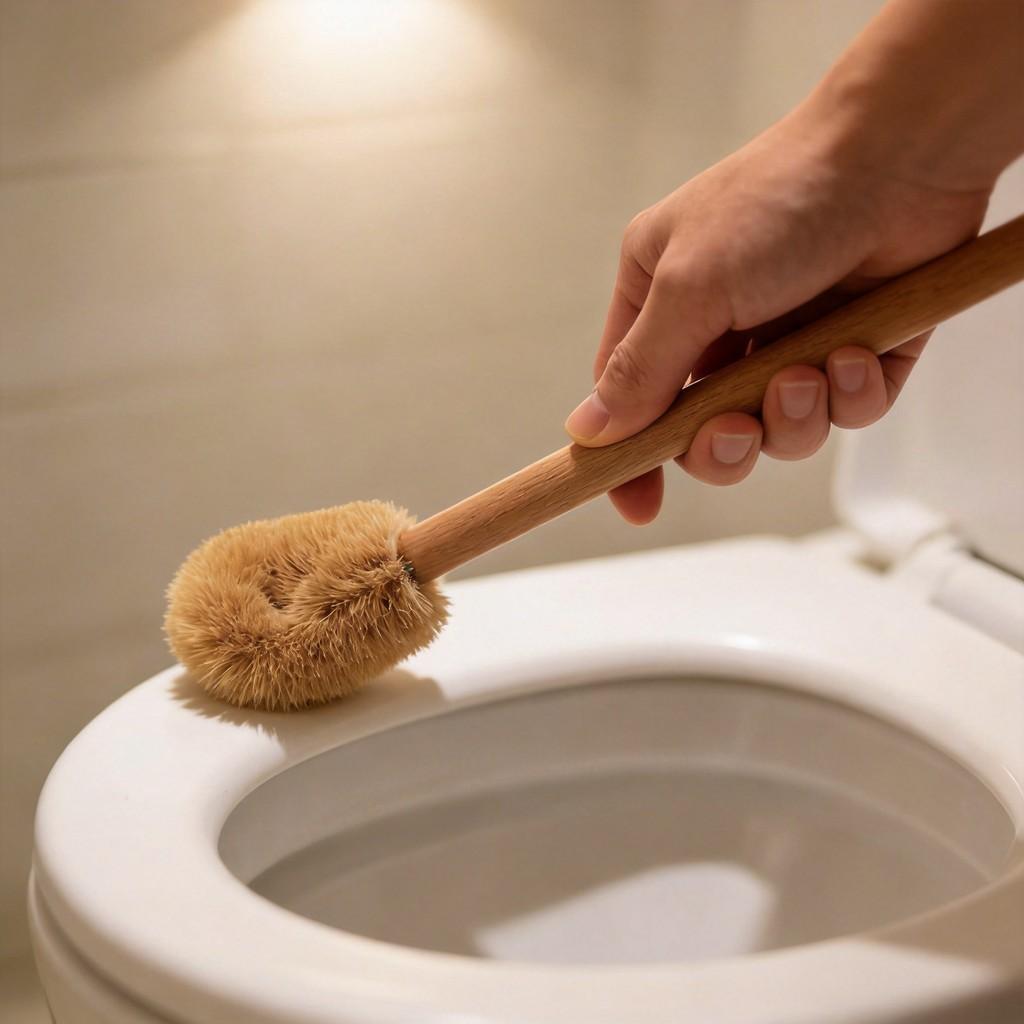Toilet Brush With Long Handle And Coconut Fiber For Bathroom Cleaning