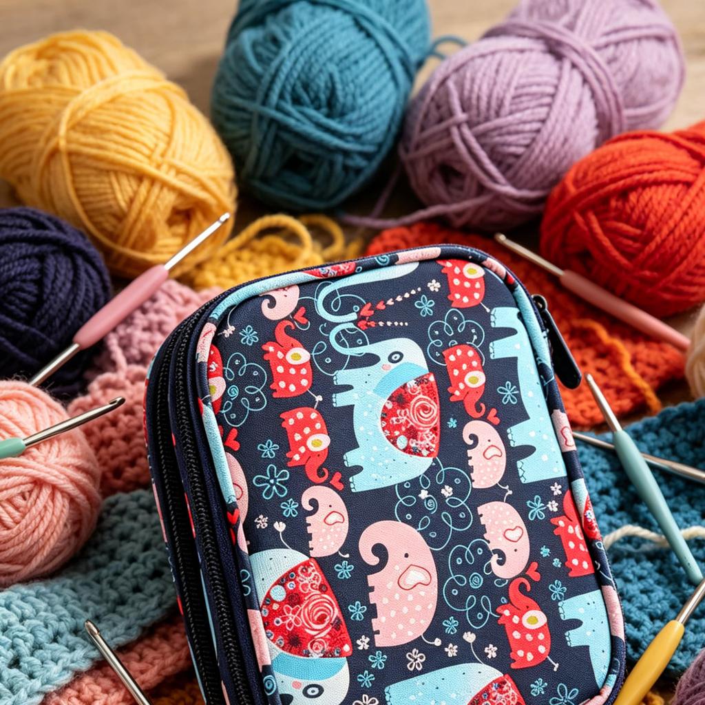 Crochet Hook Empty Case Double Layer Portable Knitting Tool Storage Bag for Home and Travel Crafting