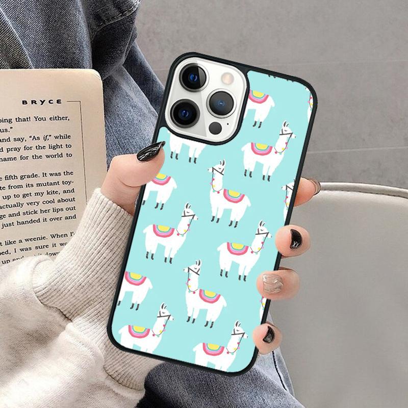 Kawaii Cute Llama Alpaca Phone Case for iPhone 17 Air 16 16e 15 Plus for Apple 13 11 12 14 Pro Max Cover coque Shell