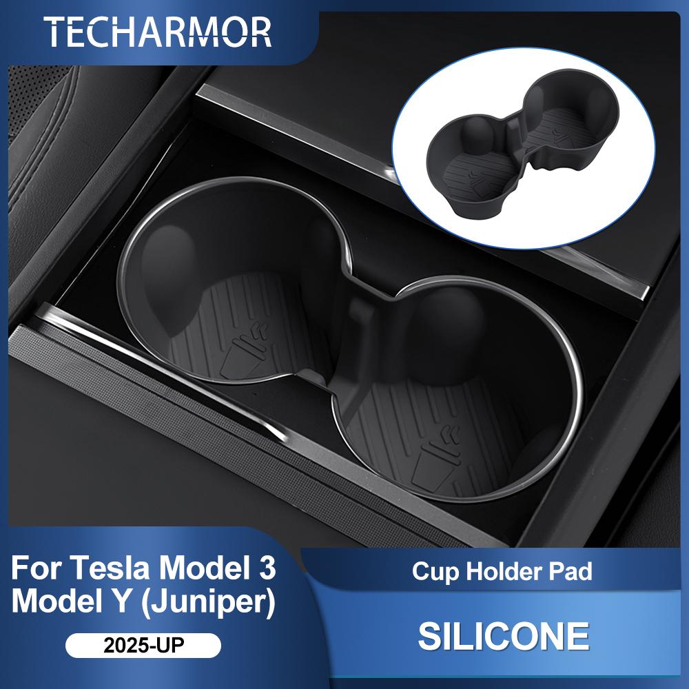 Silicone Car Cup Holder Mat Center Console Storage Organizer for Tesla Model 3 Y 2025