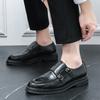 Business dress leather shoes men's size 38-46 pointed leather shoes double buckle British men's leather shoes