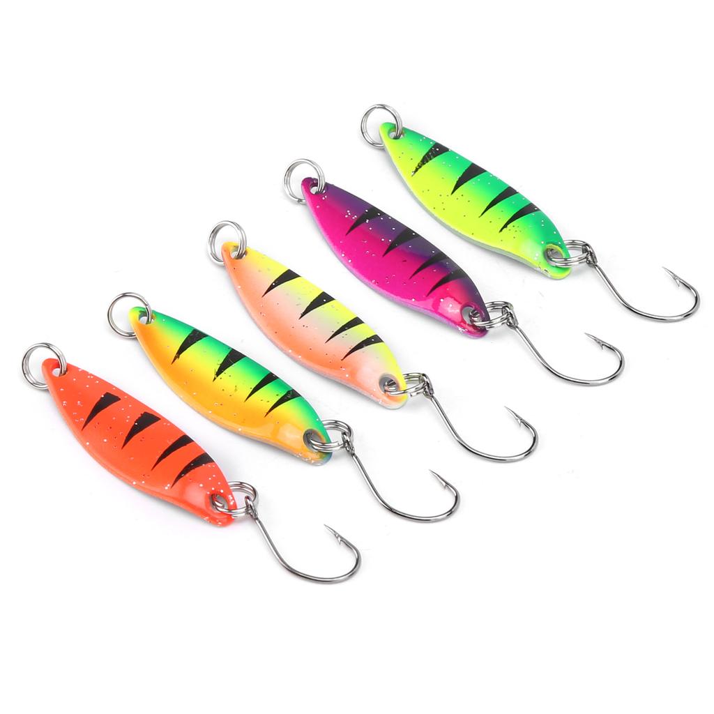 5pcs Colorful Walleye Trout Spoon Bait Metal Crankbait Hard Spoon Spinner Lure Single Hook