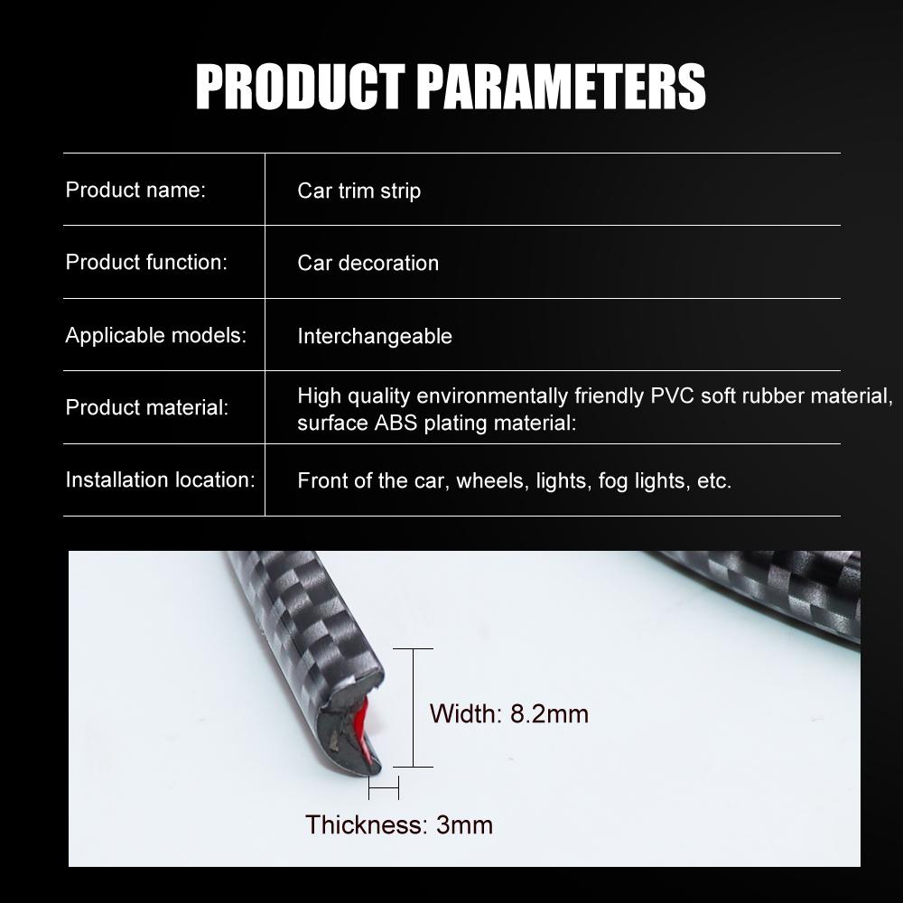 4M/8M Car Protection Accessories Car Styling Bumper Moulding Trim Strip Wheel Hub Impact Protection Grille Carbon