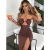 Sleeveless Sexy Female Midi Backless Dresses Slim Night Club Party Women's Dress Bodycon Vestidos Elegantes Para Mujer