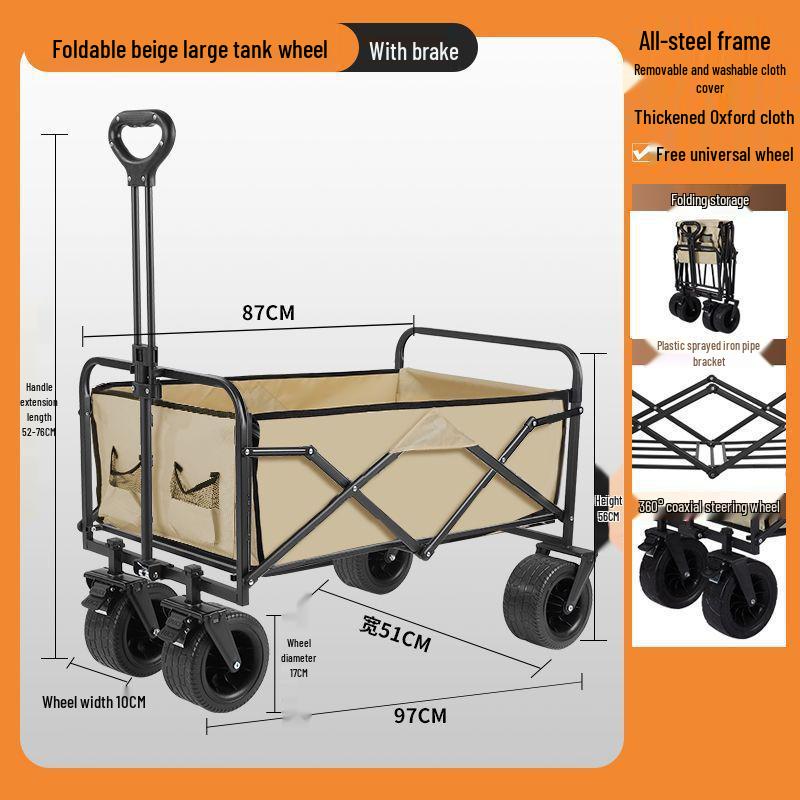 2025 Foldable Outdoor Camping Cart - Lightweight Picnic and Campsite Trolley