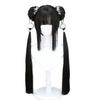 Synthetic Wig Lolita Cosplay Double Ponytail Long Straight Hair Anime Game Cosplay Hair Extensions Halloween Christmas Dress Up