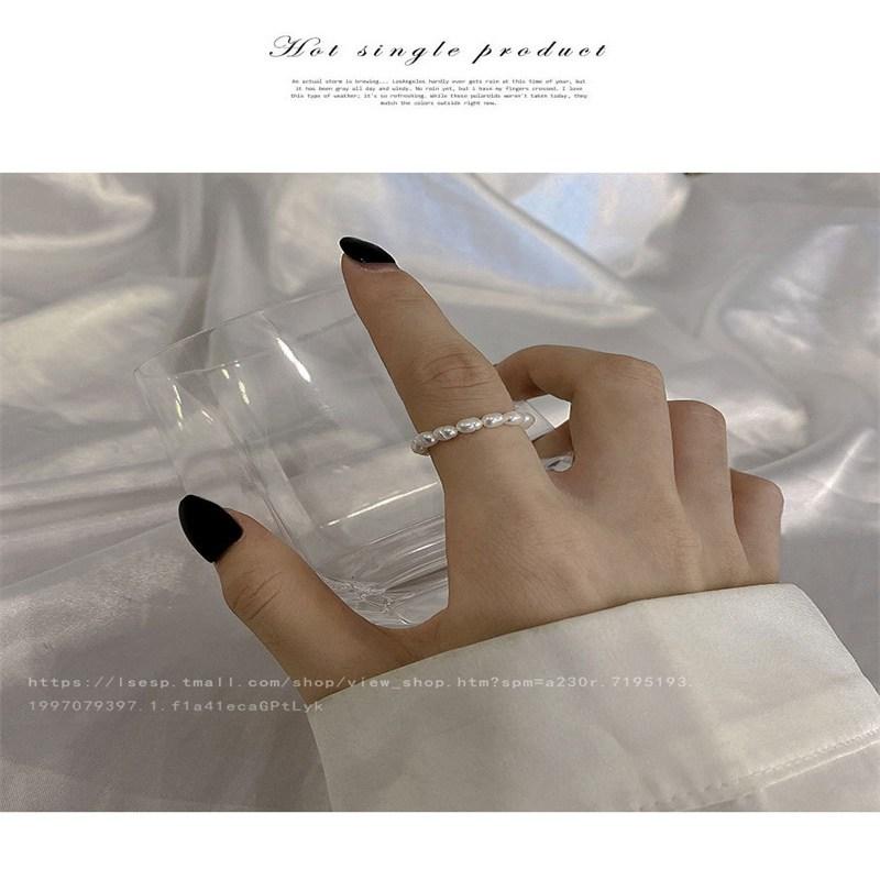Internet Celebrity Ring Fashion Ring Pearl Elastic Ring Shell Love Ring Vintage