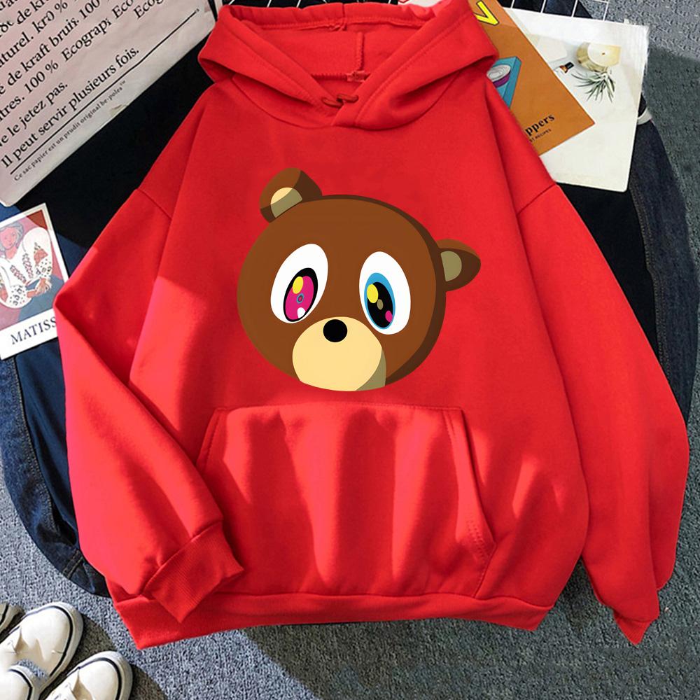 Kanye West Cartoon Tops Popular Characters Print Hoodies Male Fashion Street Sweatshirts Autumn Casual Fleece Hooded Pullovers