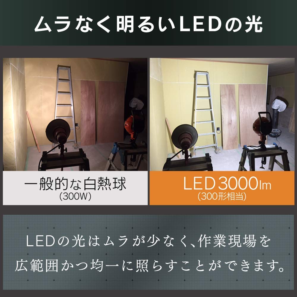 Iris Ohyama LED Work Light Floodlight Rainproof Rechargeable Freestanding Base Light 1000lm Insect-resistant/Waterproof LWT-1000BB
