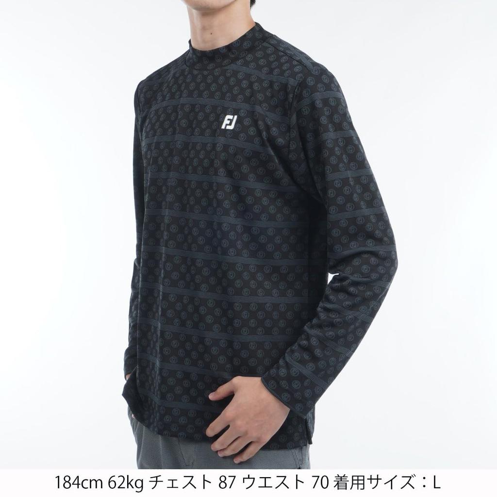 FootJoy FJ Logo Jacquard Long Sleeve Mock Neck Shirt, Black, Men's, Size Small, FJ-F24-S11, 32100-S