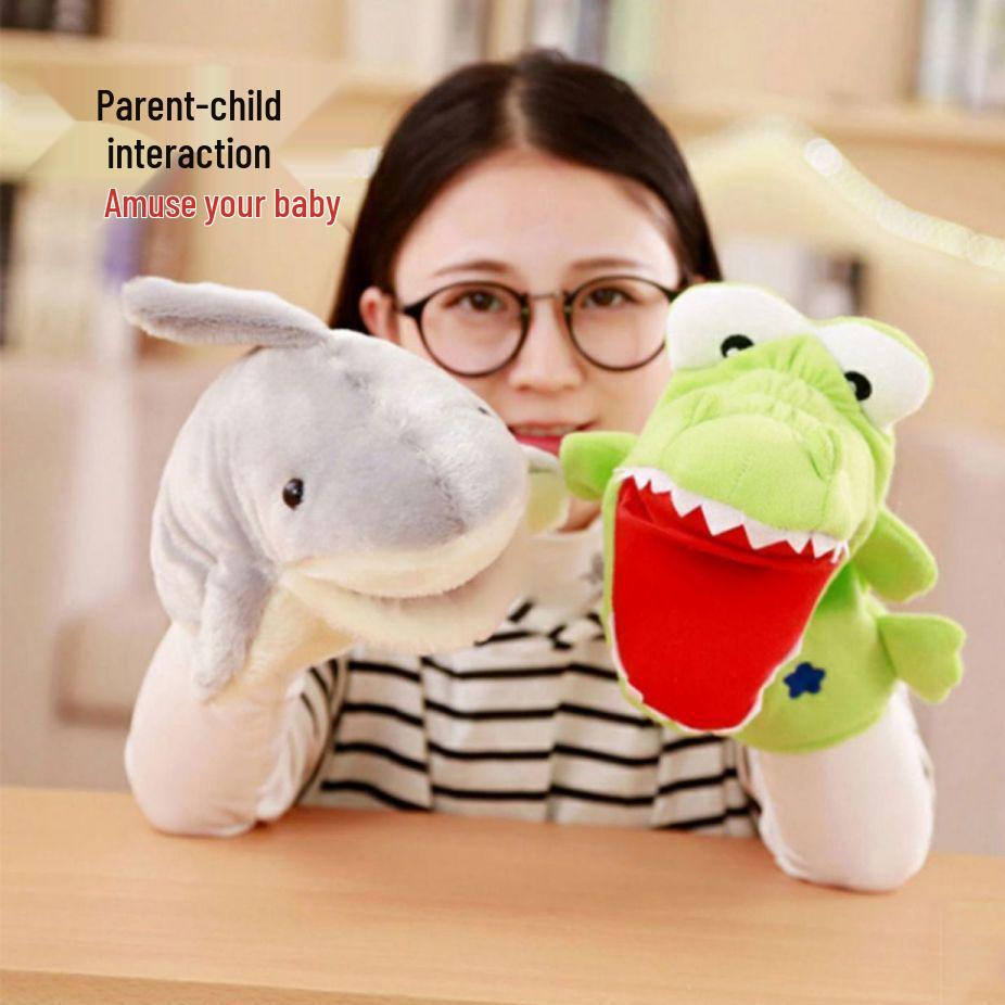 Movable Baby Shark Hand Puppet Plush Toy with Open Mouth Feature