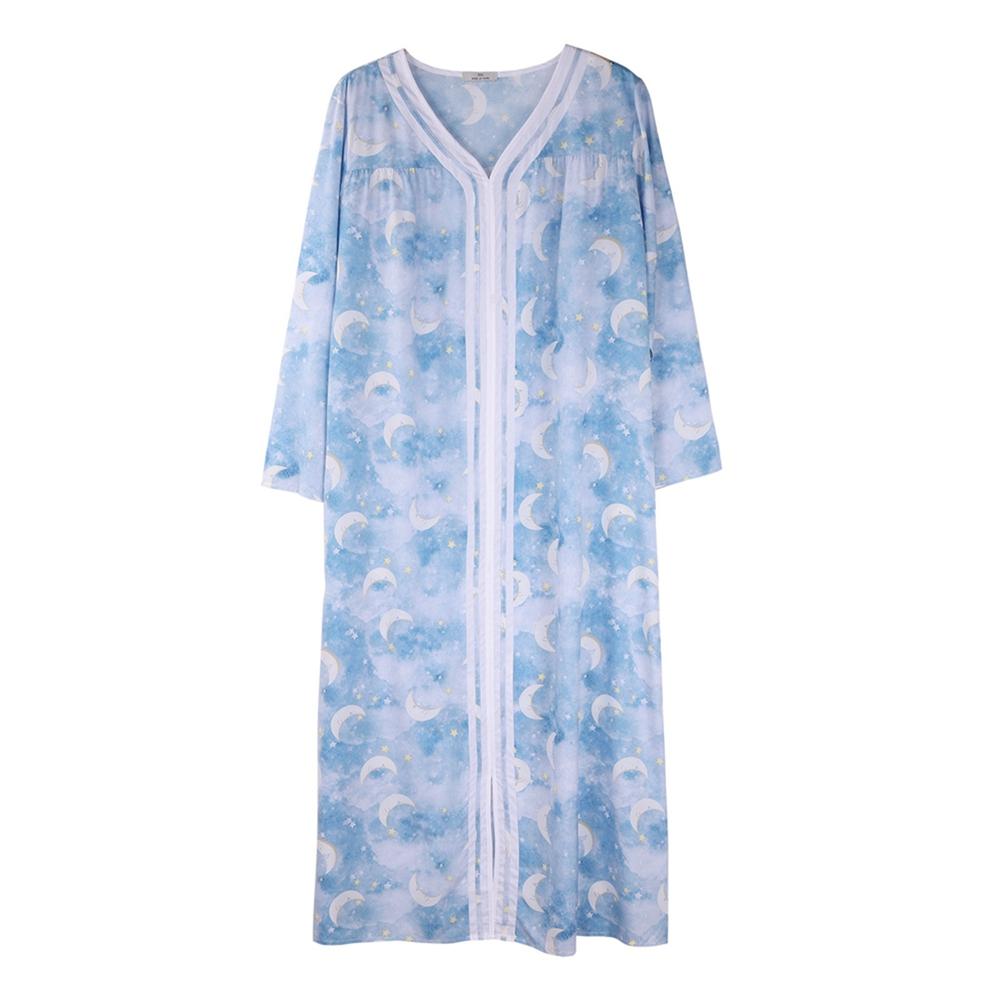 

Женская ночная сорочка с длинными рукавами и принтованной вставкой XXL