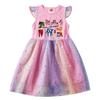 9191 Kids Girls Steal a Brainrot 67 Six Seven Print Ruffle Short Sleeve Sequins Casual Rainbow Dress