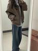 Women's Retro Brown PU Leather Lapel Jacket - Spring/Autumn 2025 Emotional Couple Style