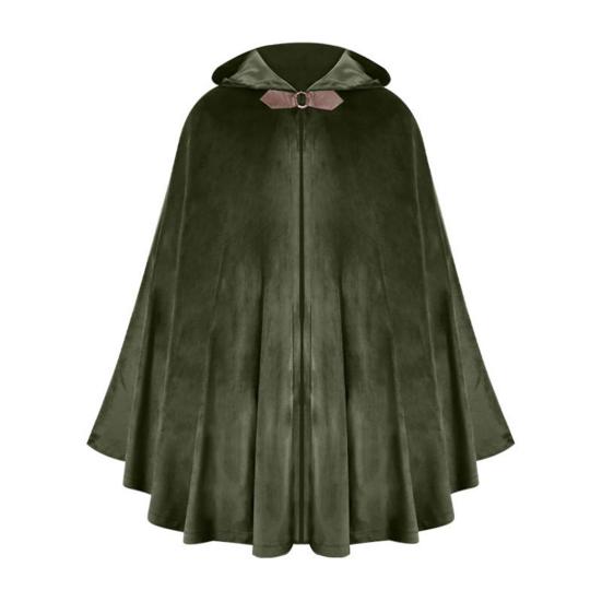 Sametový plášť s kapucí Kovová kruhová dekorace Retro styl Halloween Cosplay Šál Tajemný slavnostní kostýmní doplněk