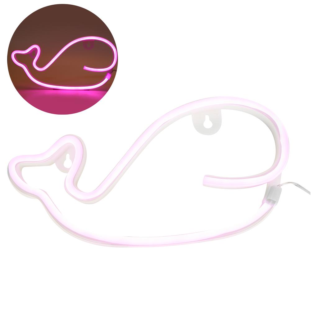 Whale Neon Sign Battery Operated USB Powered LED Neon Light for Party Home Decoration