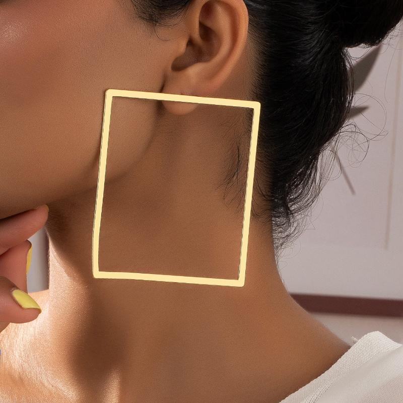 1 Pair of Stylish and Simple Smooth Square Leopard Print Stud Earrings for Women, Daily Commuting Wear Square Stud Earrings