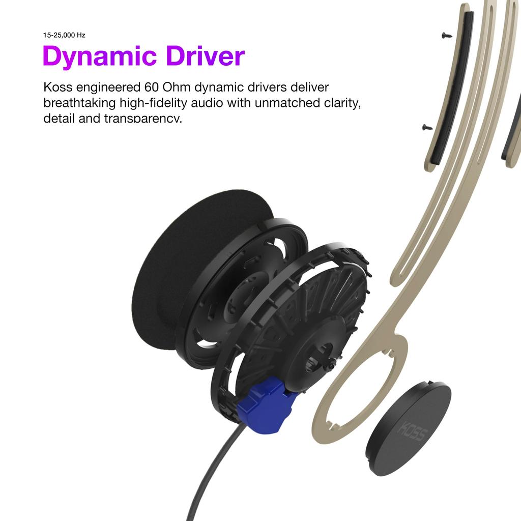 KOSS KPH40 Utility Detachable Cord Design S On-Ear Headphones, System, Ultra-Lightweight (Rhythm Beige)