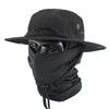 Camouflage Tactical Benny Hat Set Multifunctional Outdoor Fishing Bucket Hat Sun Protection Shade Breathable Round Edge Hat Men