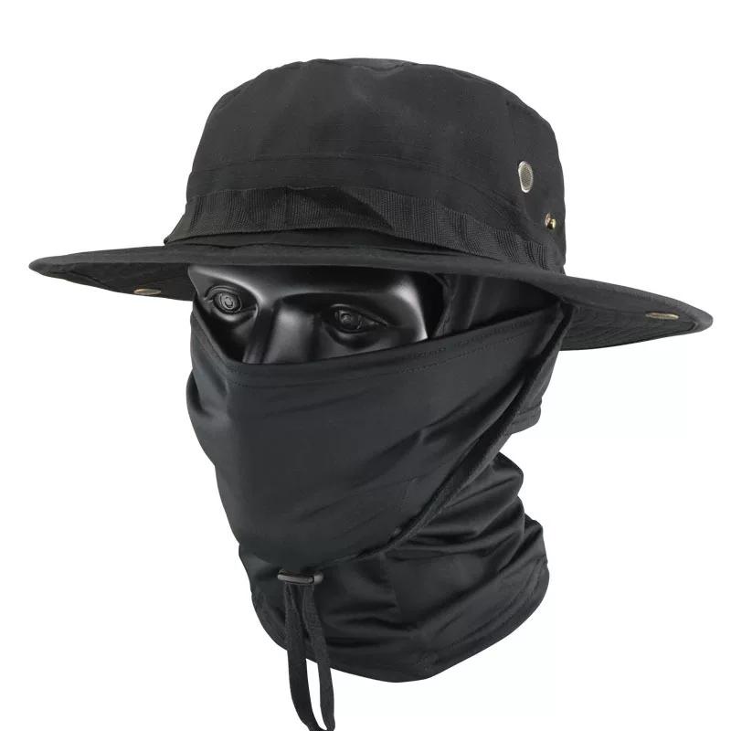 Camouflage Tactical Benny Hat Set Multifunctional Outdoor Fishing Bucket Hat Sun Protection Shade Breathable Round Edge Hat Men