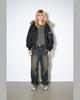 Themuseumvisitor Fur Hood Metal Logo Ma-1 Jumper (Black)