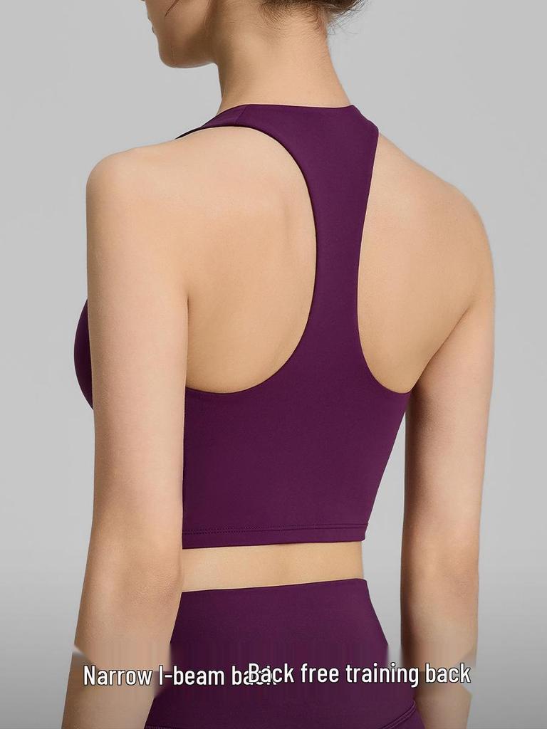 Spring Women's V-neck Sports Bra & Halterneck Yoga Tank Top with Fixed Cups - Supports Underarm Fat