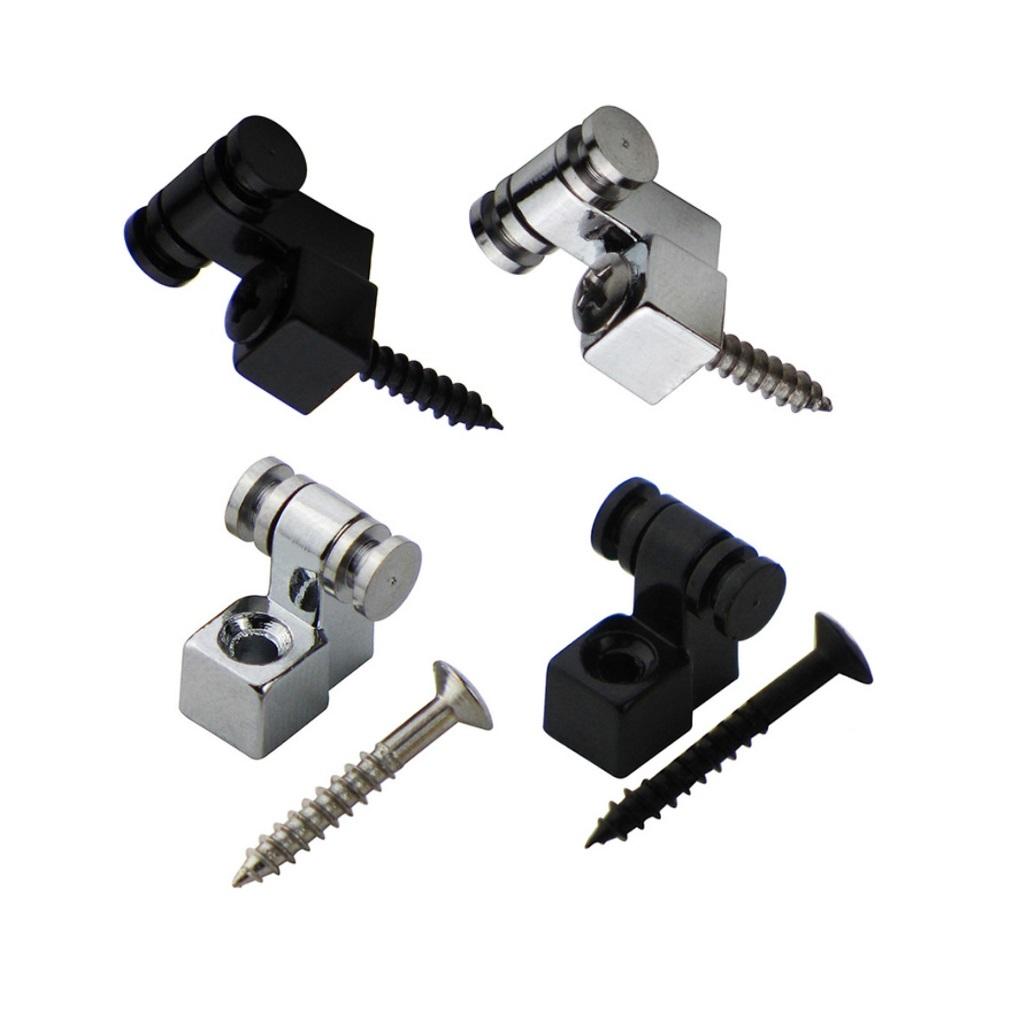 2PCS Metal Guitar Roller String Trees Retainers With Screws, Chrome/Black