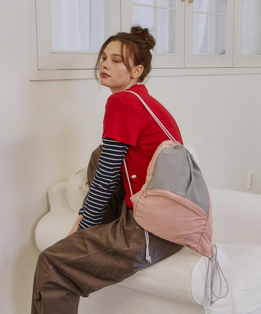Leneeb Pocket Gym Bag Pink Gray