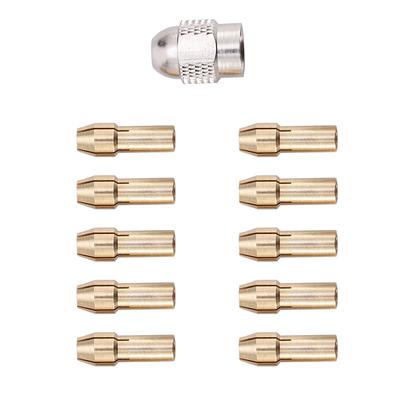 10/11 vnt. Mini gręžimo griebtuvas 0,5–3,2 mm skersmens 4,8 mm kotas Žalvariniai griebtuvai Dremel sukamajam įrankiui Maitinimo įrankio priedas