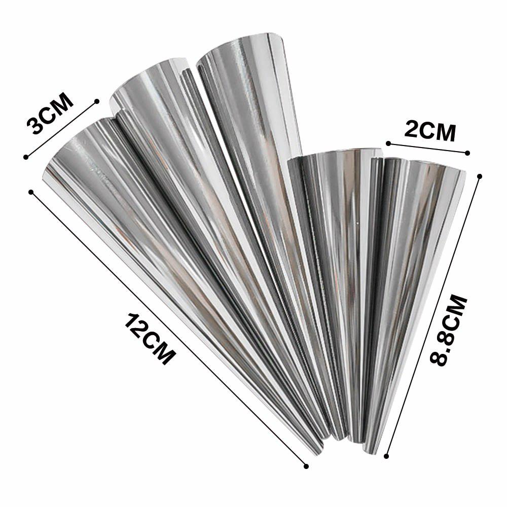 12pcs Stainless Steel Spiral Croissants Molds Pastry Cream Horn Cake Bread Mold Conical Tube Moulds
