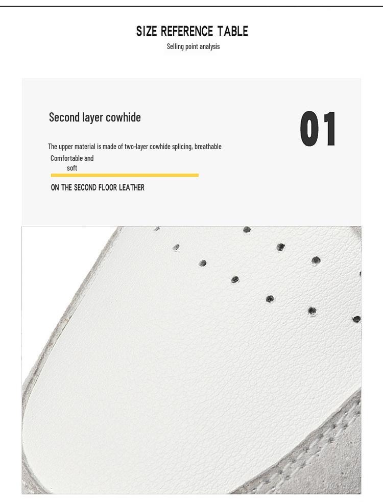 Men's & Women's Canvas Skate Shoes with Invisible Height Boost - White Cowhide Upper, Casual Spring Style