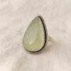 Green Prehnite Ring, 925 Sterling Silver, Handcrafted Minimalist Pear Cut Gemstone Jewelry