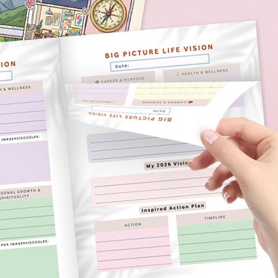 2026 Vision Board Goal Planner Journal 120 Pages Wish List Organizer for Future Planning & Dream Tracking Practical Gift for Self-Improvement