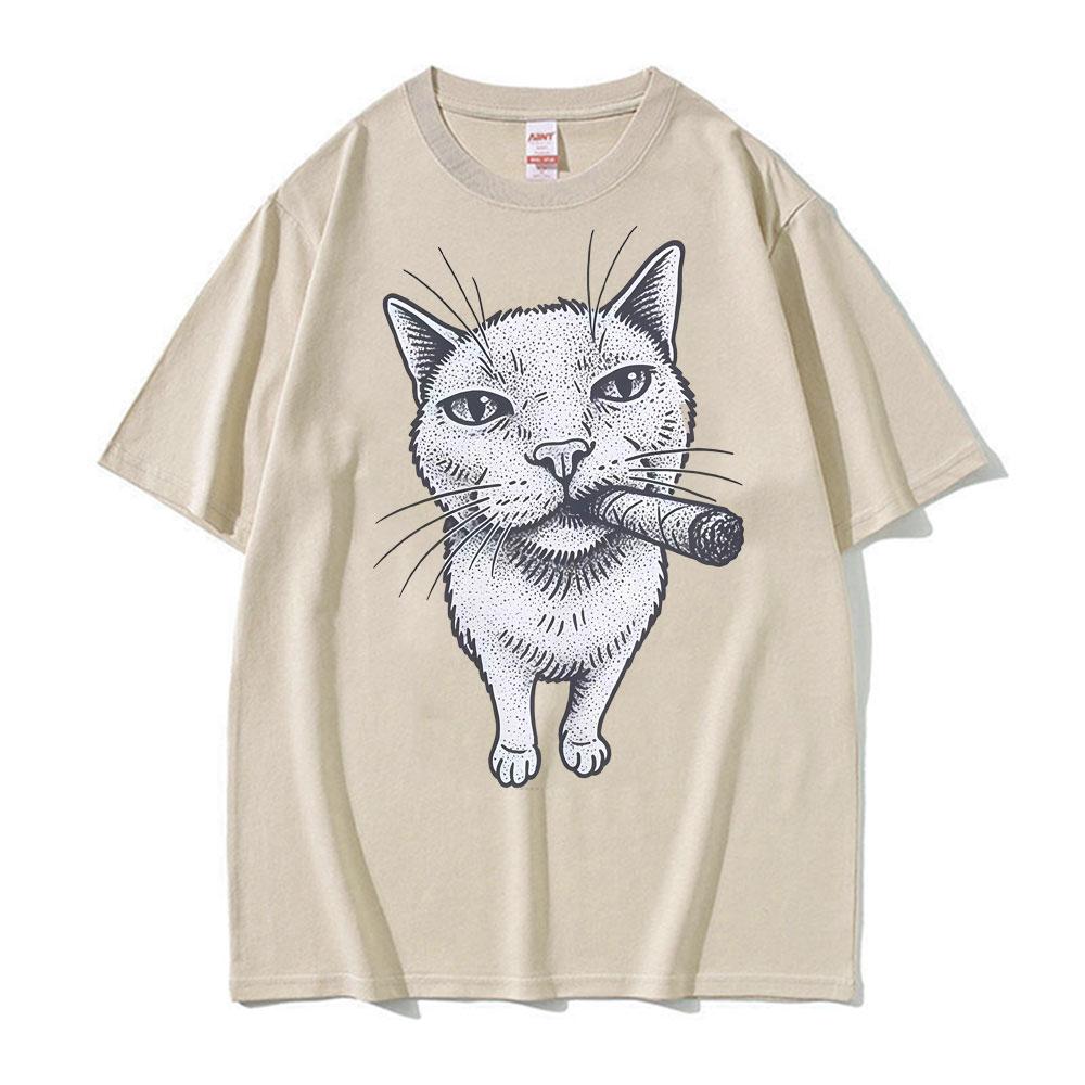 

Funny Smoking Cat Meme Graphic T Shirts Unisex Women Harajuku Fashion Vintage Tshirt Summer Short Sleeve Cotton T Shirt Streetwear 2XL