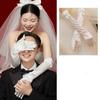 Lace Wedding Bridal Gloves White Long Finger Mittens Retro Satin Long Gloves  Banquet