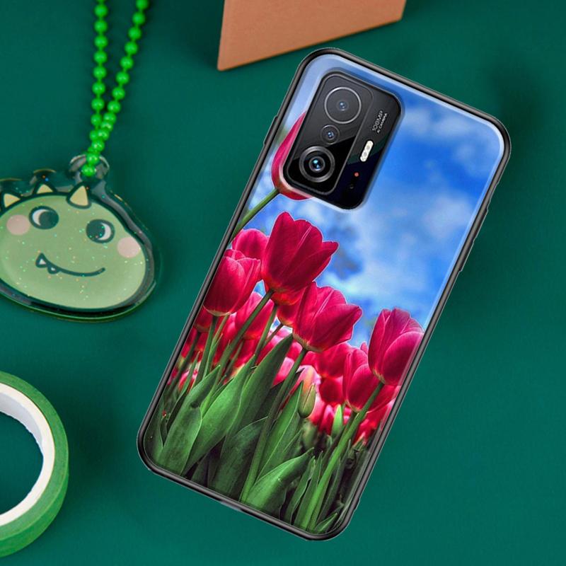 Pouzdro s tulipánovým květem pro POCO F5 X5 X3 Pro X4 F4 GT F3 M5s C40 Cover pro Xiaomi 13 12 Lite 11T 12T Pro 12X