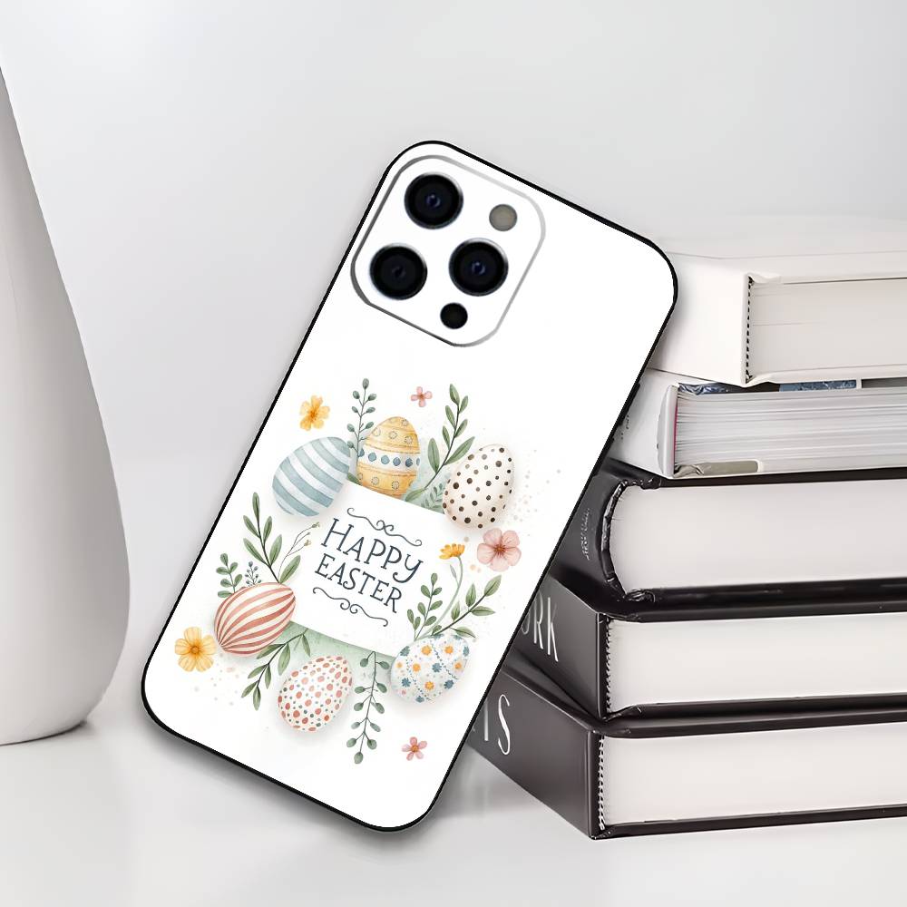H-Happy Easter To You Phone Case For IPhone 17,16,15,14,13,12,11,Plus,Pro,Max,Plus,XS,soft case Black silicone