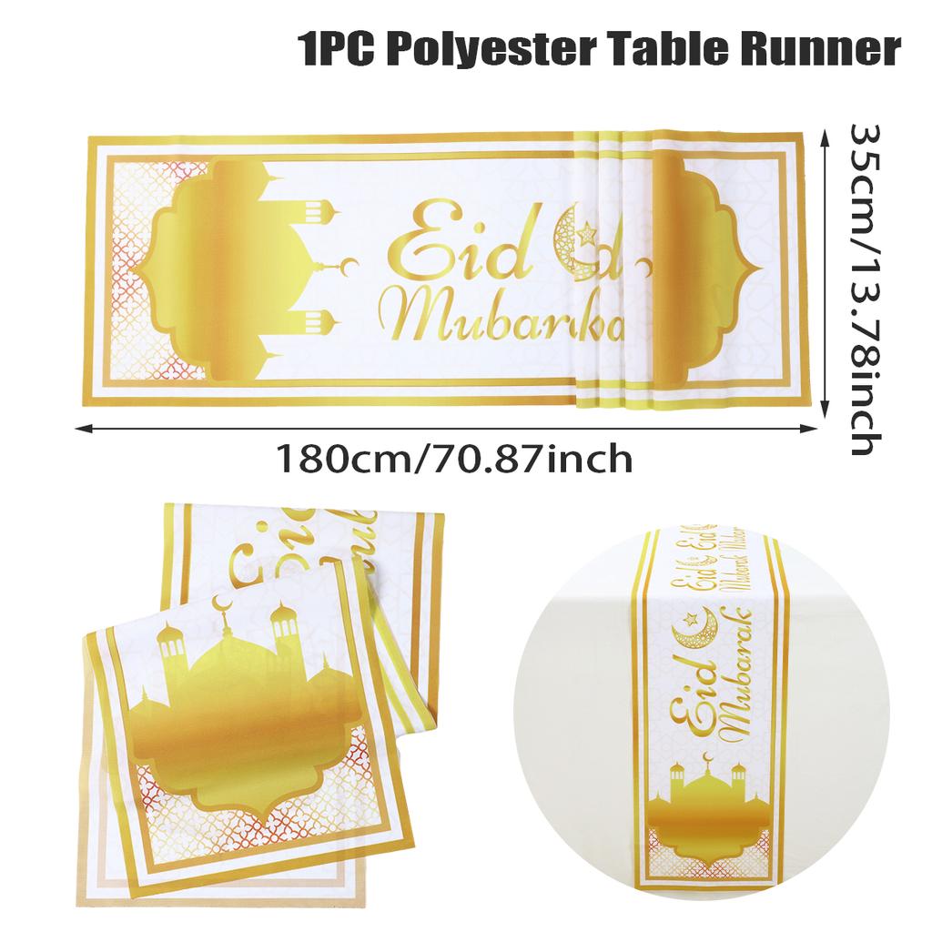 Ramadan Table Runner Eid Mubarak Polyester TableRunner Ramadan Decor for Home 2025 Ramadan Kareem Islamic Muslim Party Supplies