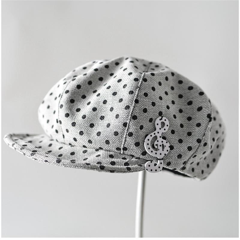 Y2K Retro Polka-Barett Leinenstoff Mädchen Punkt Musik Japan Süßes Mädchen Süße Achteckige Kappe Sonnenschutz für Draußen Rock Zubehör One Size gray