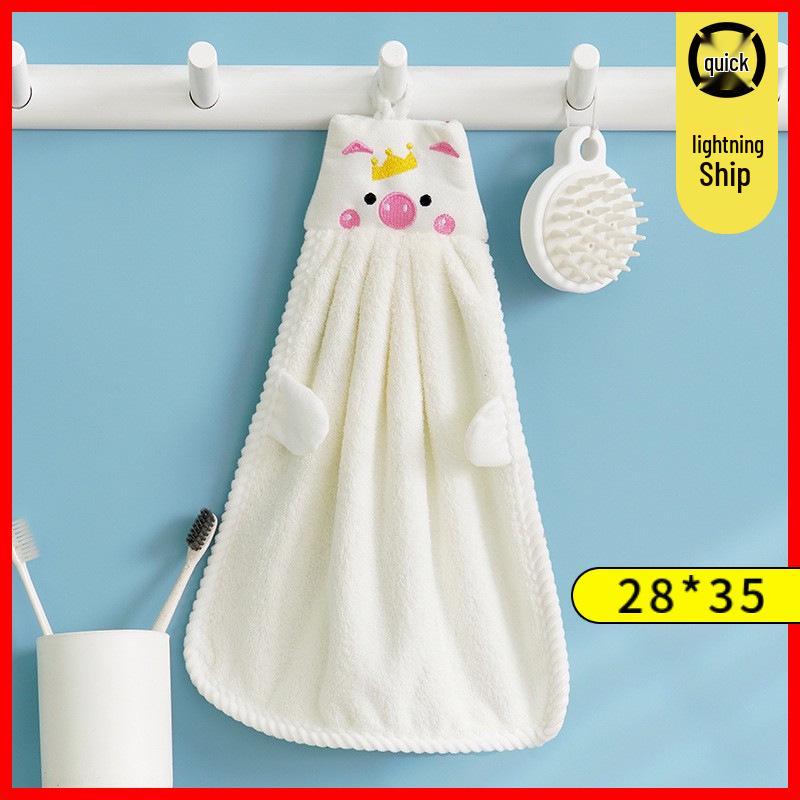 Coral Fleece Goose Hand Towel - Absorbent & Cute for Kids' Bathroom or Kitchen