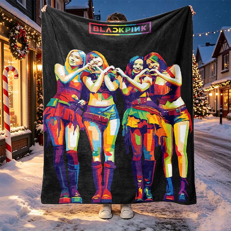 BLACKPINK Pattern Blanket for Home Decoration, Bed, Sofa, Car Travel, Camping, Suitable for All Seasons, Birthday Christmas Gift