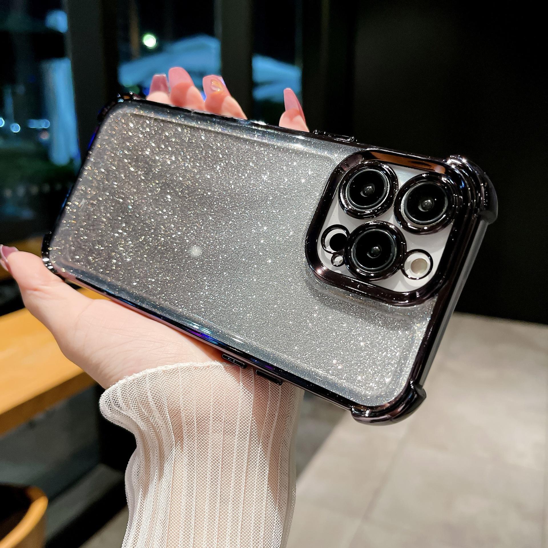 

IPhone16Promax Четырехугольный противоударный чехол для телефона с гальваническим покрытием, подходит для блестящего градиентного Apple 14/13 защитного чехла iPhone 16promax