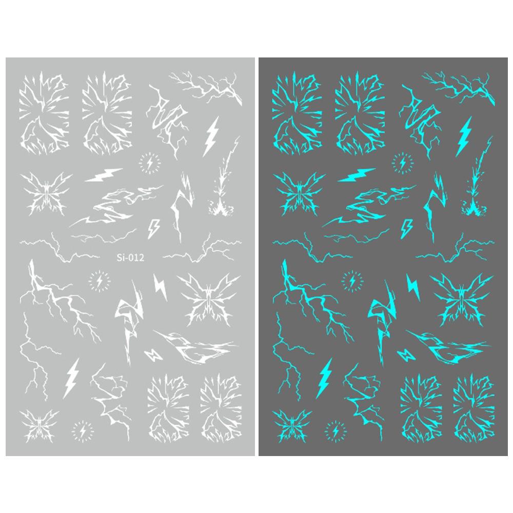 2026 Luminous Green & Blue Nail Stickers for Professional Salons - White-Enhancing Style