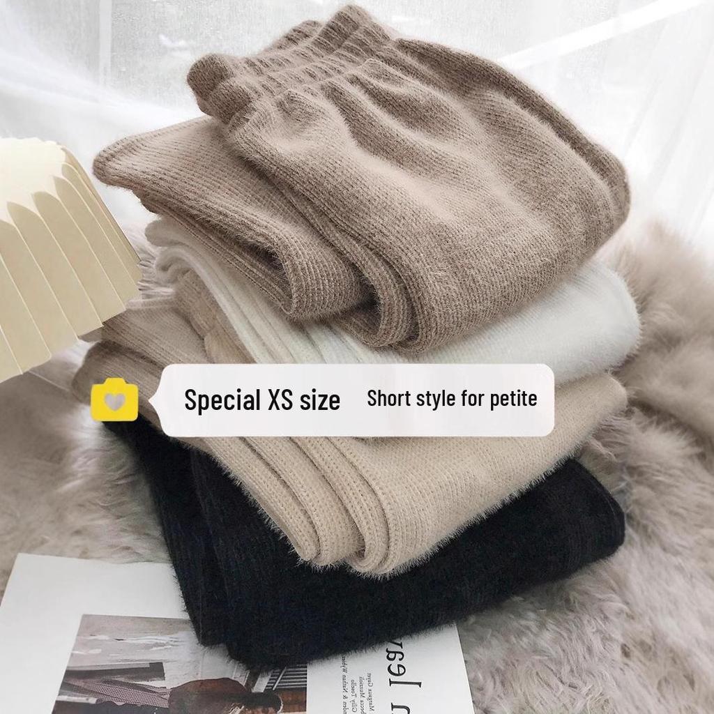 2025 Women's Petite Wide-Leg Knitted Drawstring Pants - Autumn/Winter Thickened Casual Long Pants