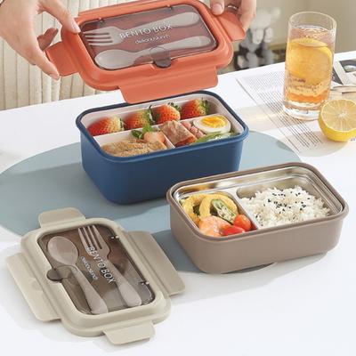 800ml 304 Stainless Steel Insulated Lunch Box Leak-Proof Separated Bento Box Durable Bento Container for Students Office Worker