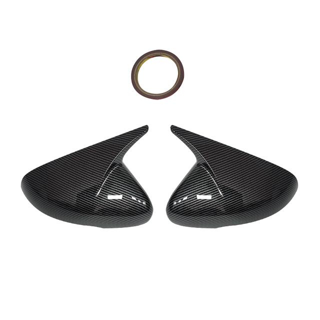 For KIA Stinger 2018-2025 Auto Car Body Side Door Rearview Mirror Cover Sticker Trim ABS Carbon Fiber Style Gloss Black